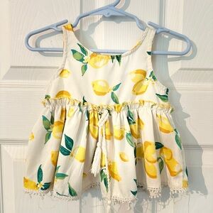 Rare Editions Yellow and Green Camisole with Lemon Print